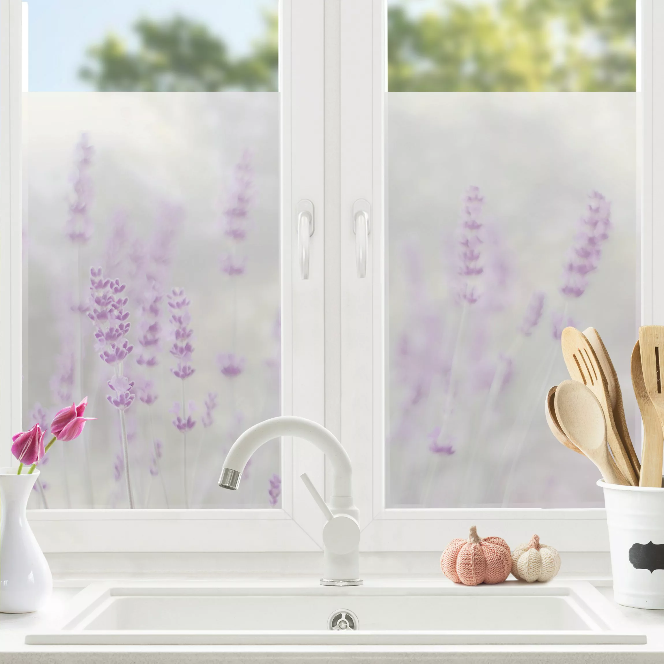 Fensterfolie Sommer im Lavendelfeld günstig online kaufen
