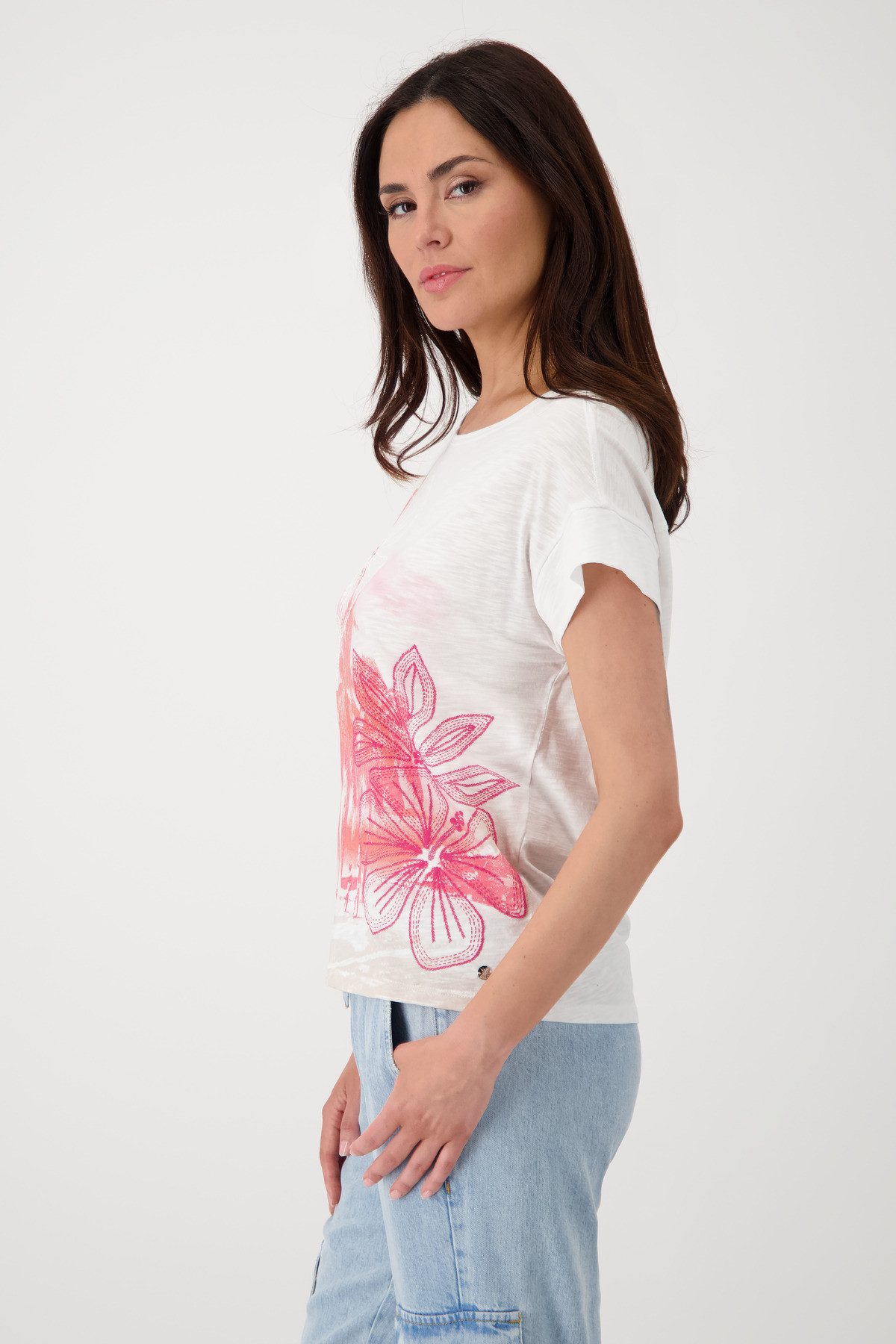 Monari Rundhalsshirt mit Tropicalprint günstig online kaufen