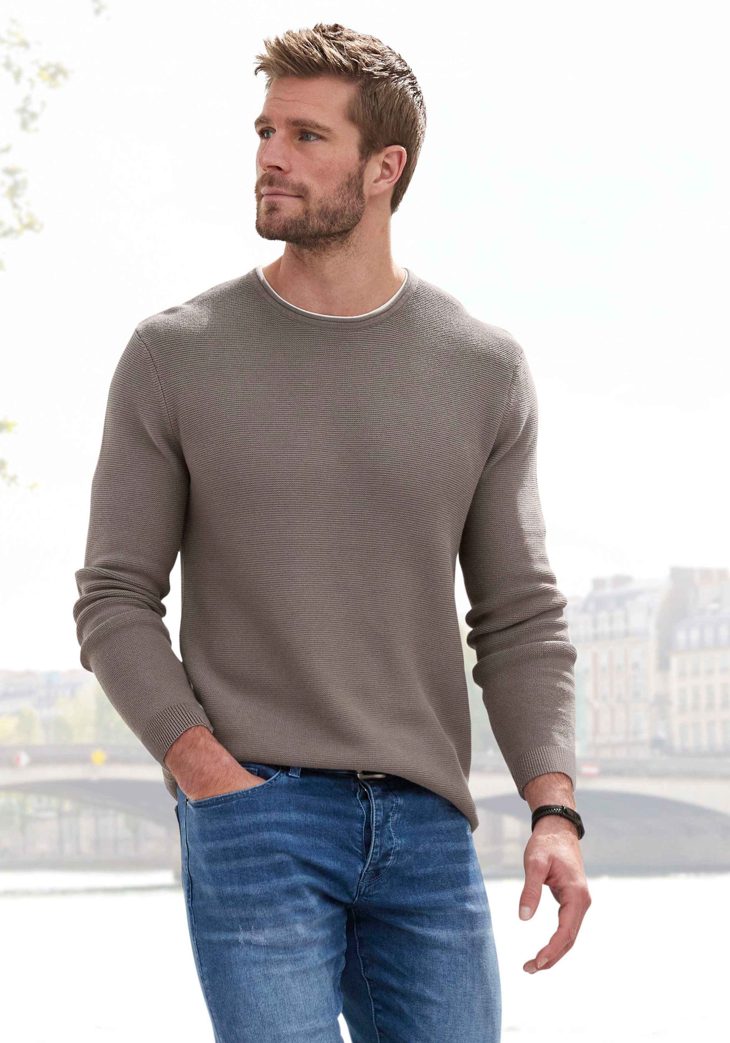 AUTHENTIC LE JOGGER Strickpullover mit Double-Layer günstig online kaufen