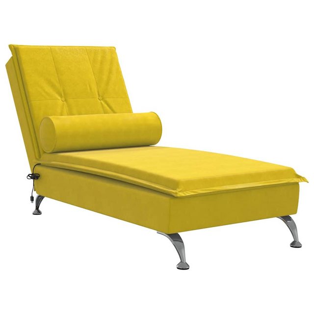 vidaXL Chaiselongue Massage-Chaiselongue mit Nackenrolle Gelb Samt, 1 Teile günstig online kaufen