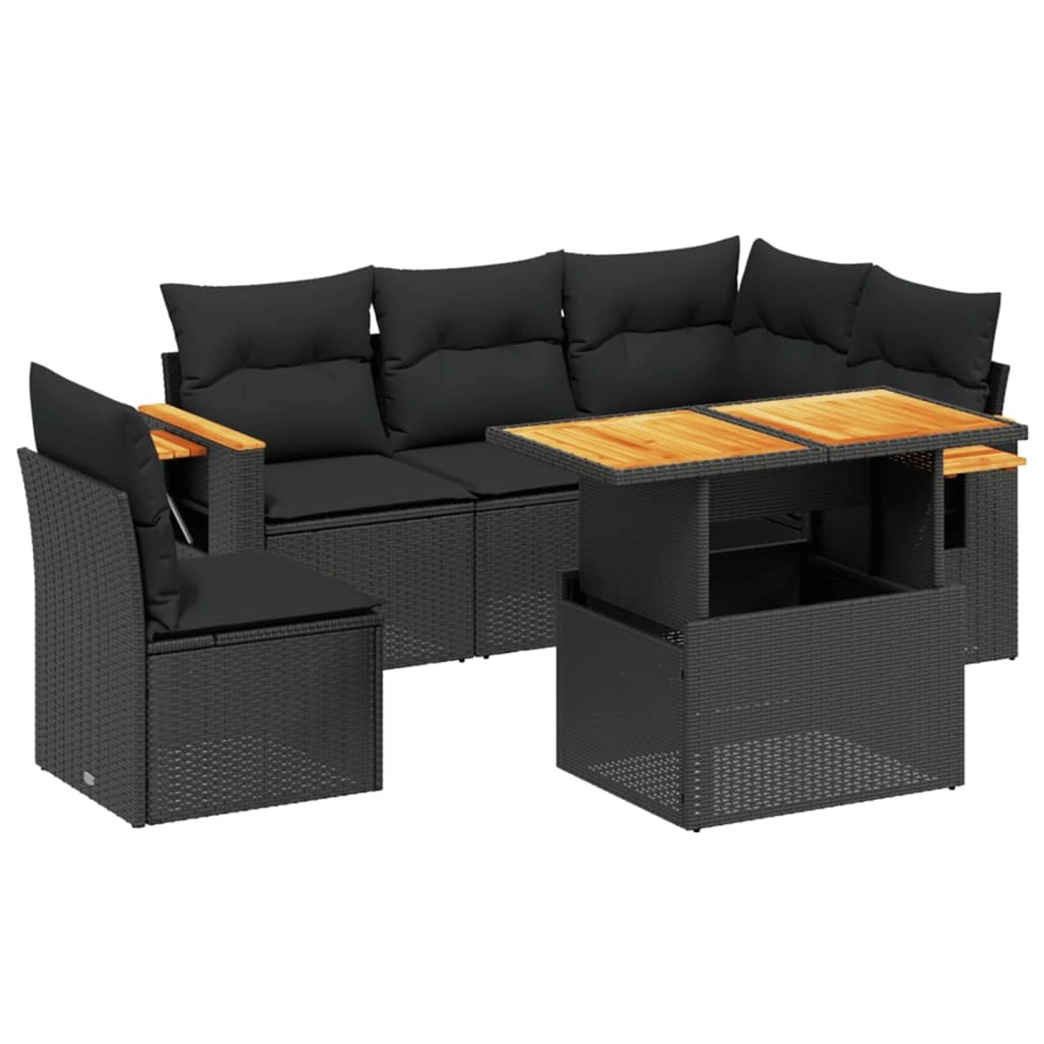 vidaXL 6-Tlg Garten-Sofagarnitur mit Kissen Schwarz Poly Rattan 3273519 günstig online kaufen