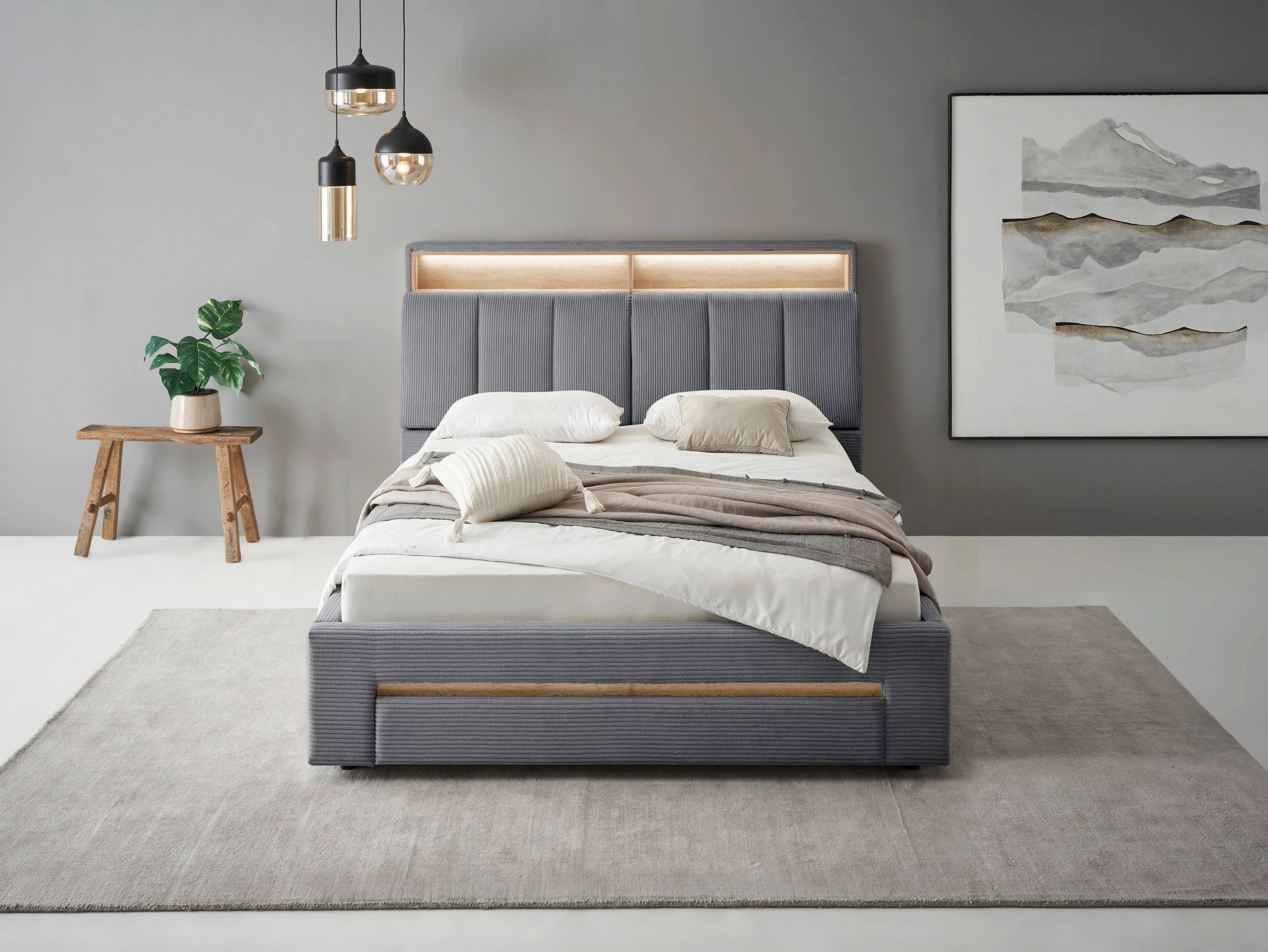 INOSIGN Polsterbett "CiTY/GiRON, gepolstertes Stauraumbett, mit LED Beleuch günstig online kaufen