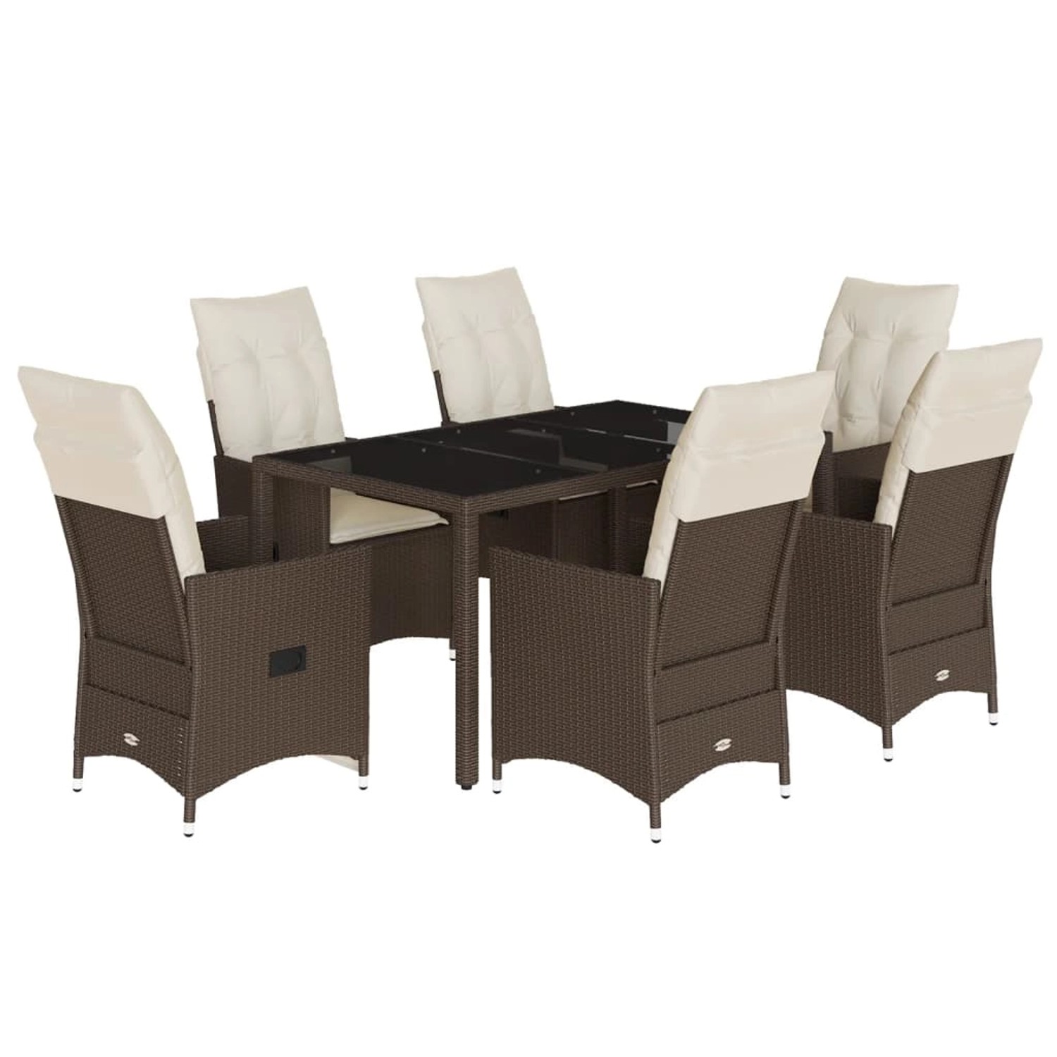 vidaXL 7-Tlg Garten-Essgruppe mit Kissen Braun Poly Rattan 3276772 günstig online kaufen