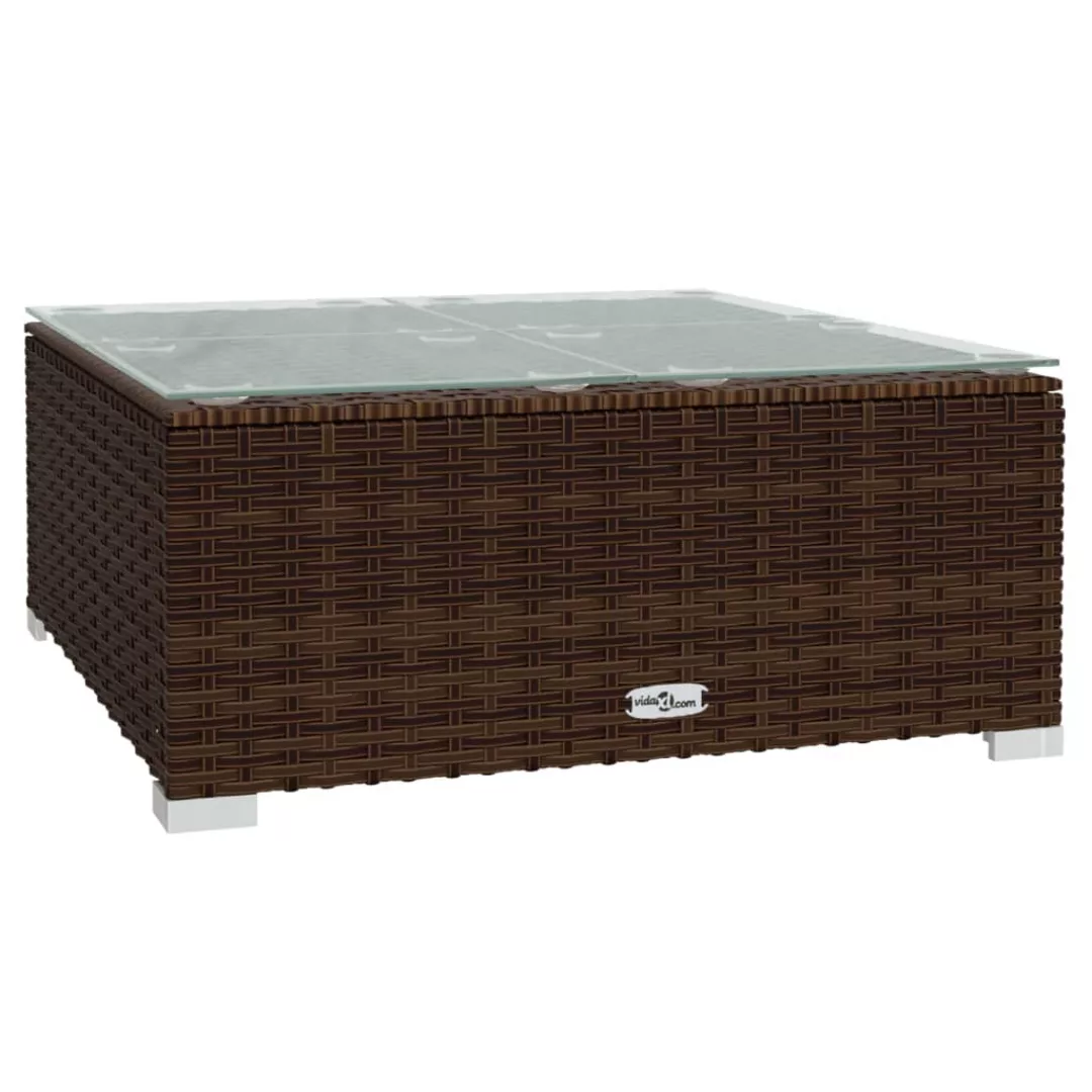 Garten-couchtisch Braun 60x60x30 Cm Poly Rattan Und Glas günstig online kaufen