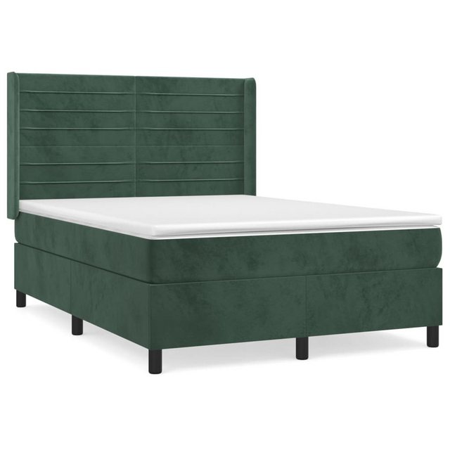 vidaXL Boxspringbett Boxspringbett mit Matratze Dunkelgrün 140x200 cm Samt günstig online kaufen