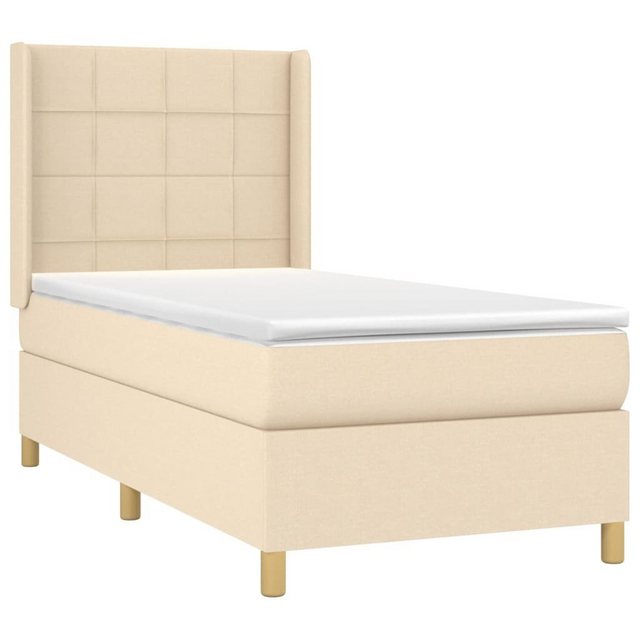 vidaXL Bett Boxspringbett mit Matratze Creme 90x190 cm Stoff günstig online kaufen