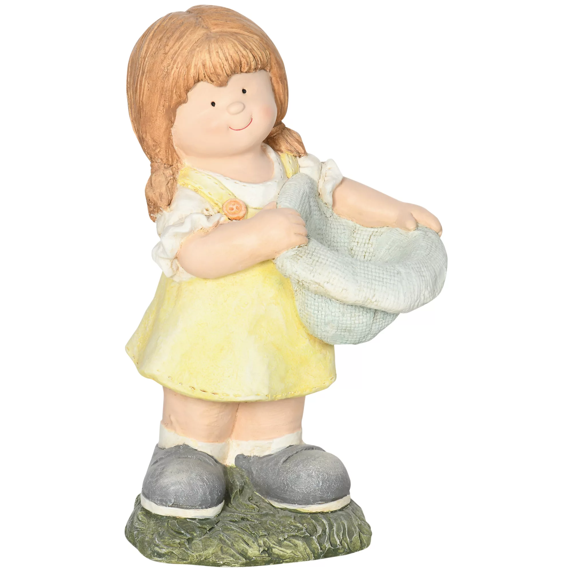 Outsunny Mädchen mit Hut  Wetterbeständige Gartenstatue, 45 cm Vogelhäusche günstig online kaufen