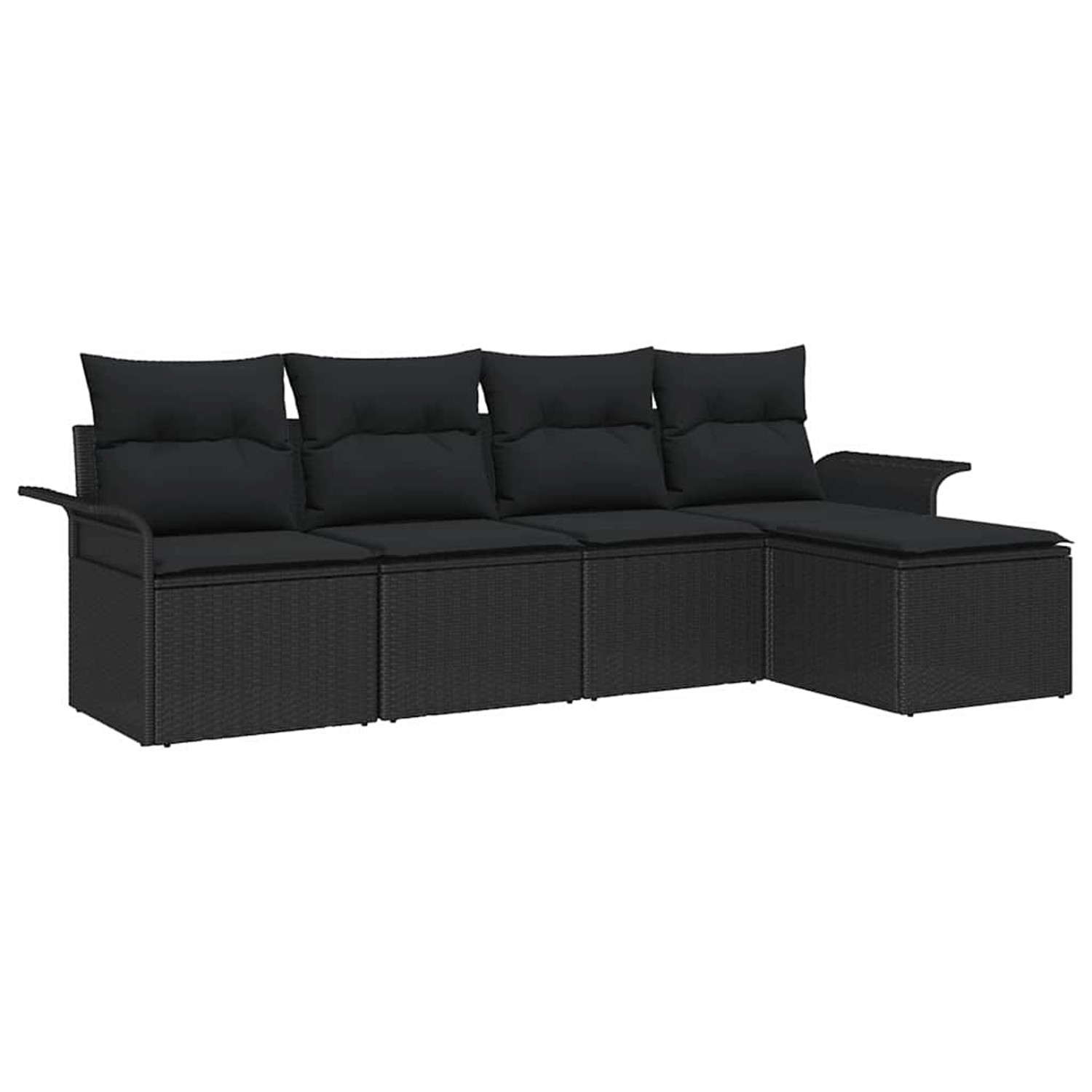 vidaXL Garten-Sofa-Set mit Kissen 5-Tlg Schwarz Poly Rattan 3353992 günstig online kaufen