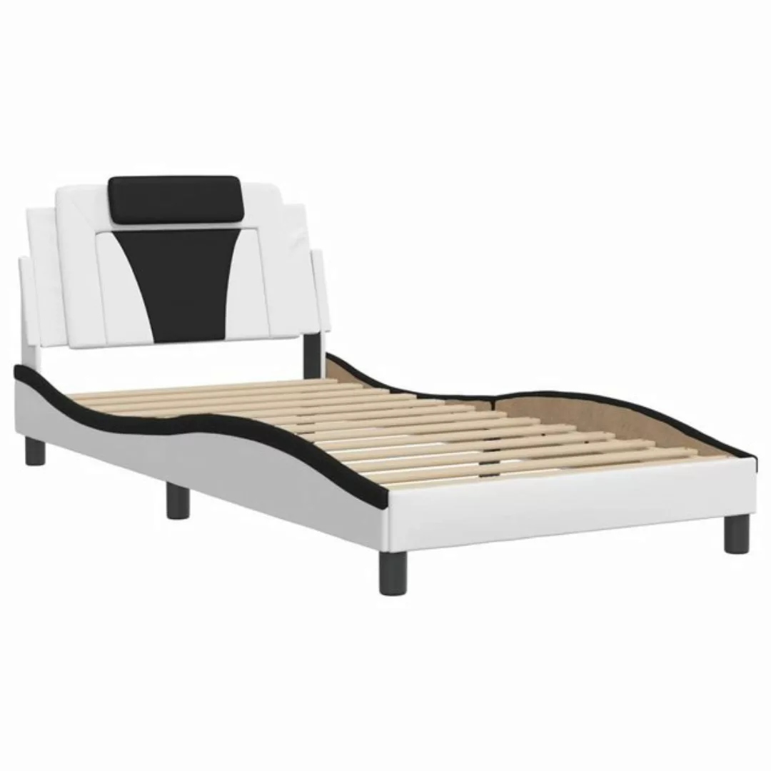 vidaXL Bett Bettgestell mit Kopfteil Weiß und Schwarz 100x200 cm Kunstleder günstig online kaufen