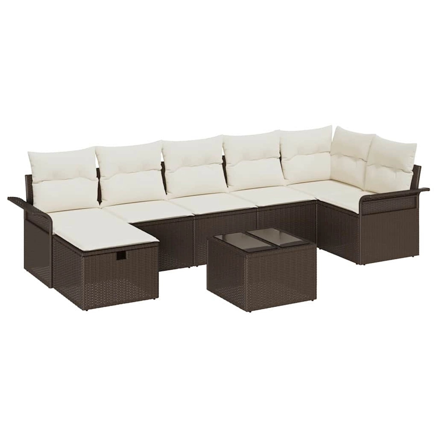 vidaXL Garten-Sofa-Set mit Kissen mit Speicher 8-Tlg Braun Poly Rattan 3360 günstig online kaufen