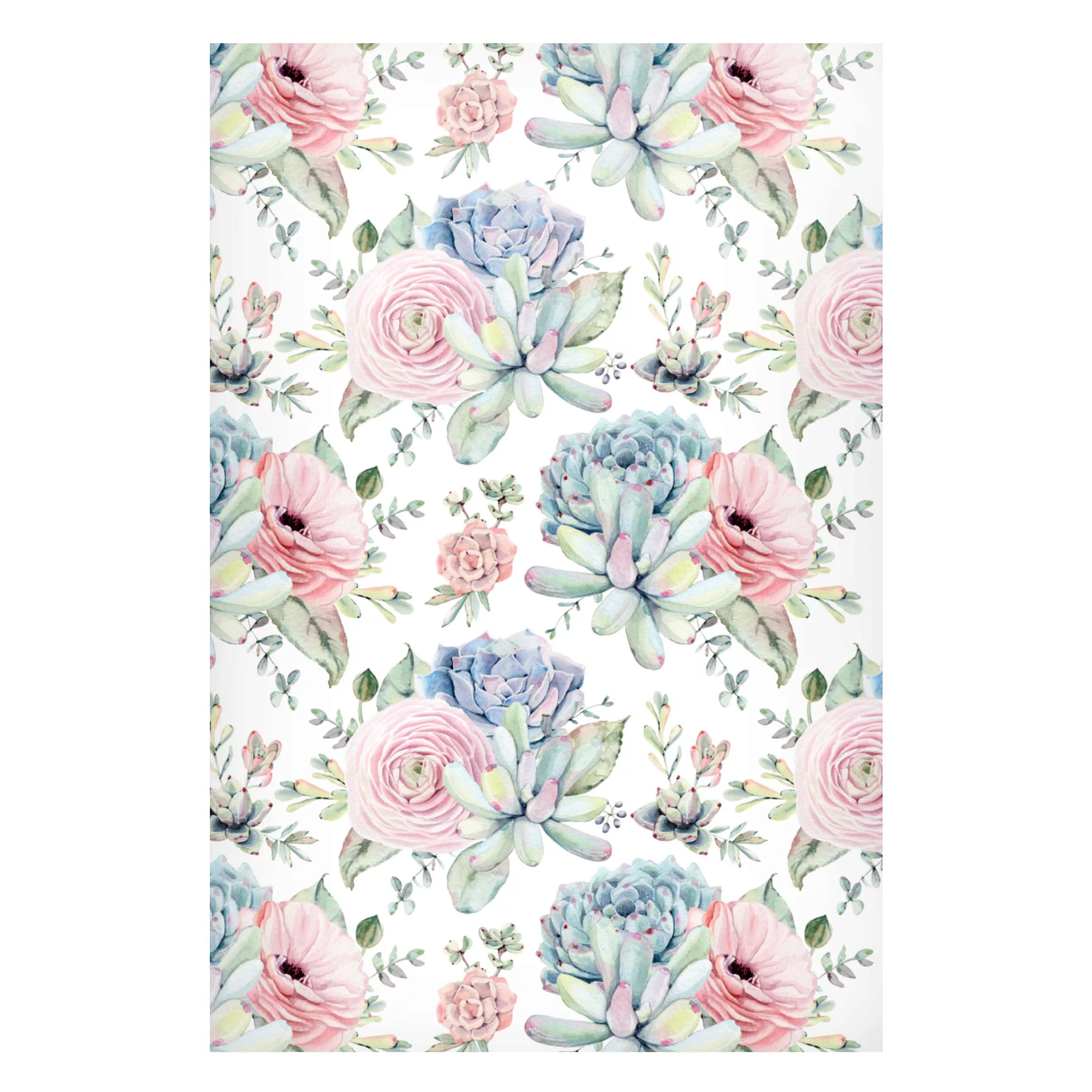 Magnettafel Aquarell Blumenbouquet mit Sukkulenten und Rahmen günstig online kaufen