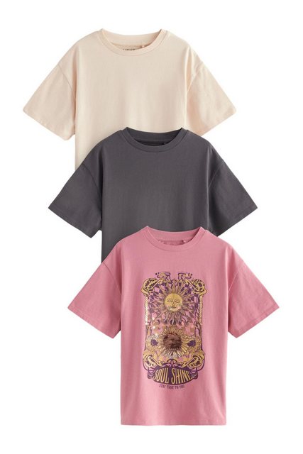 Next T-Shirt 3er-Pack Oversized Fit T-Shirts mit Pailletten, (3-tlg) günstig online kaufen