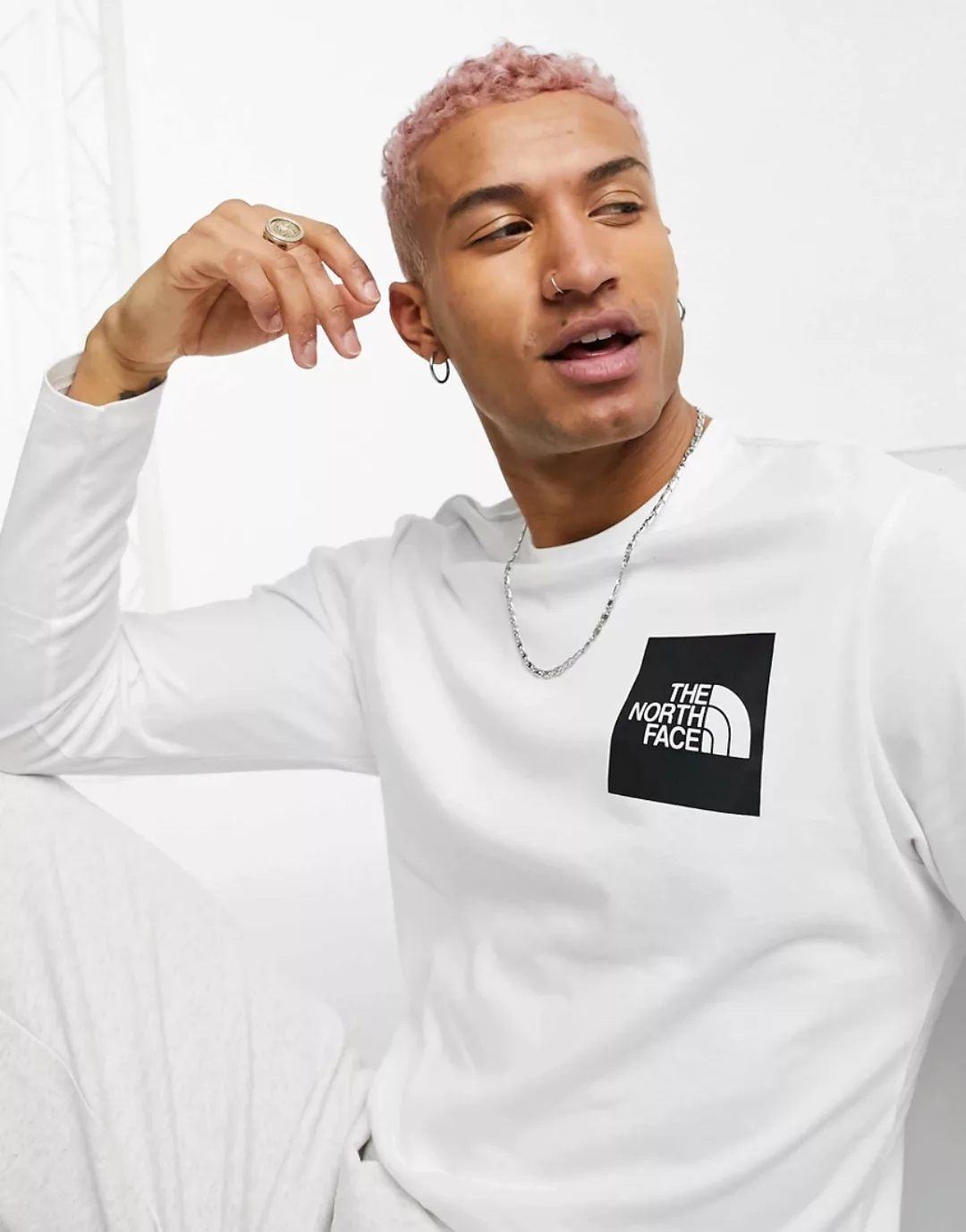 The North Face – Fine – Langärmliges Shirt in Weiß günstig online kaufen
