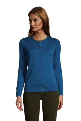 Supima Feinstrick-Cardigan, Damen, Größe: XS Normal, Blau, Baumwolle, by La günstig online kaufen