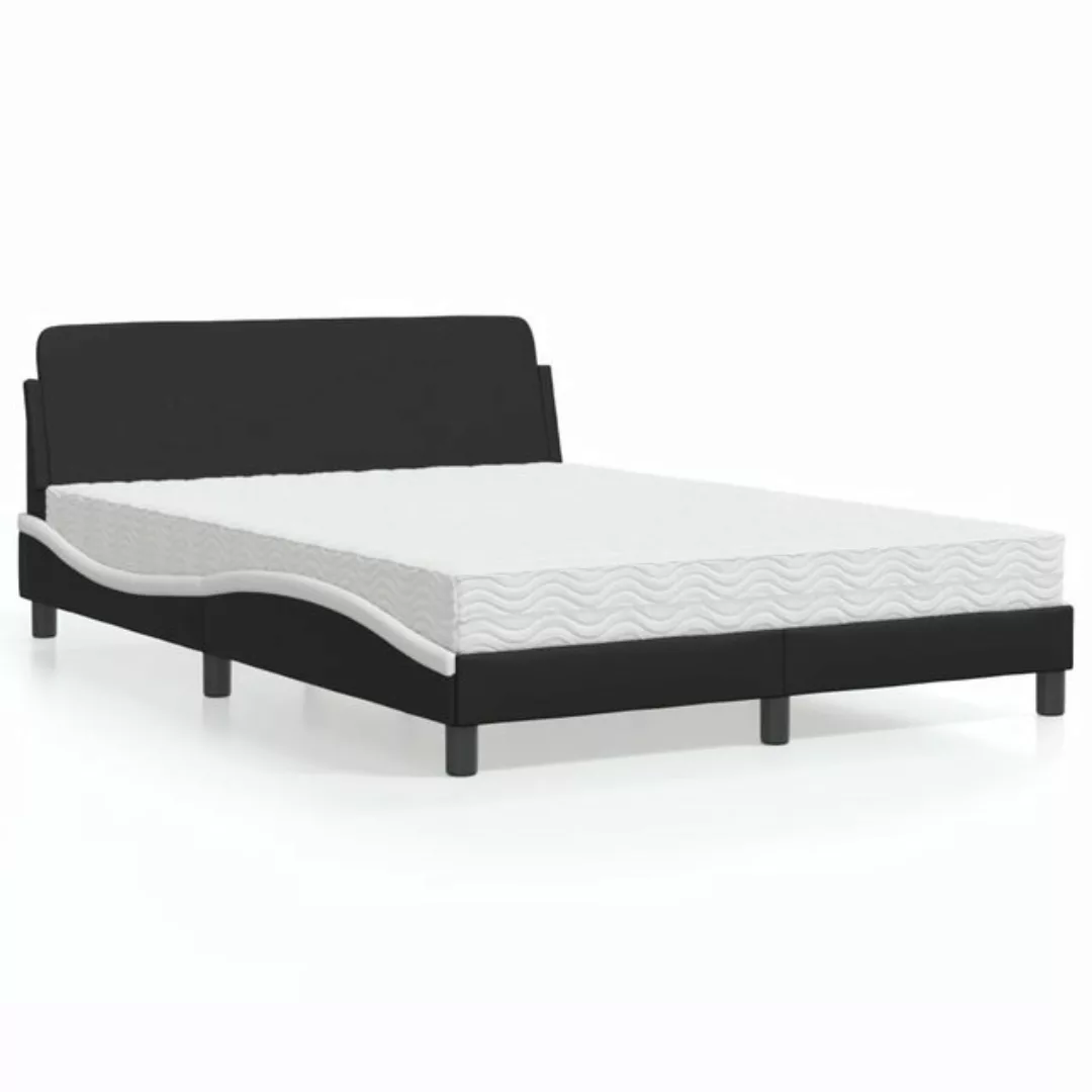 vidaXL Bett Bett mit Matratze Schwarz und Weiß 140x200 cm Kunstleder günstig online kaufen