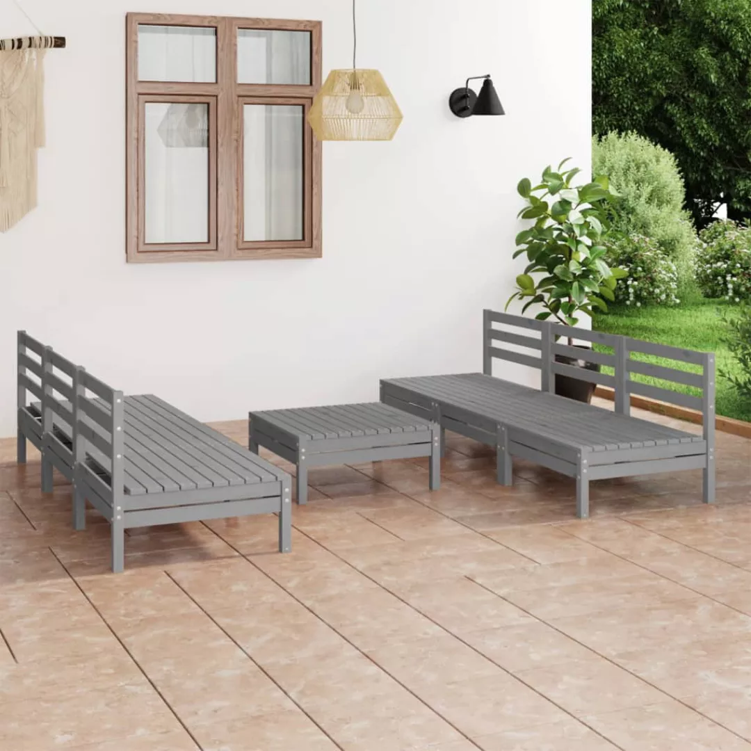 7-tlg. Garten-lounge-set Grau Kiefer Massivholz günstig online kaufen