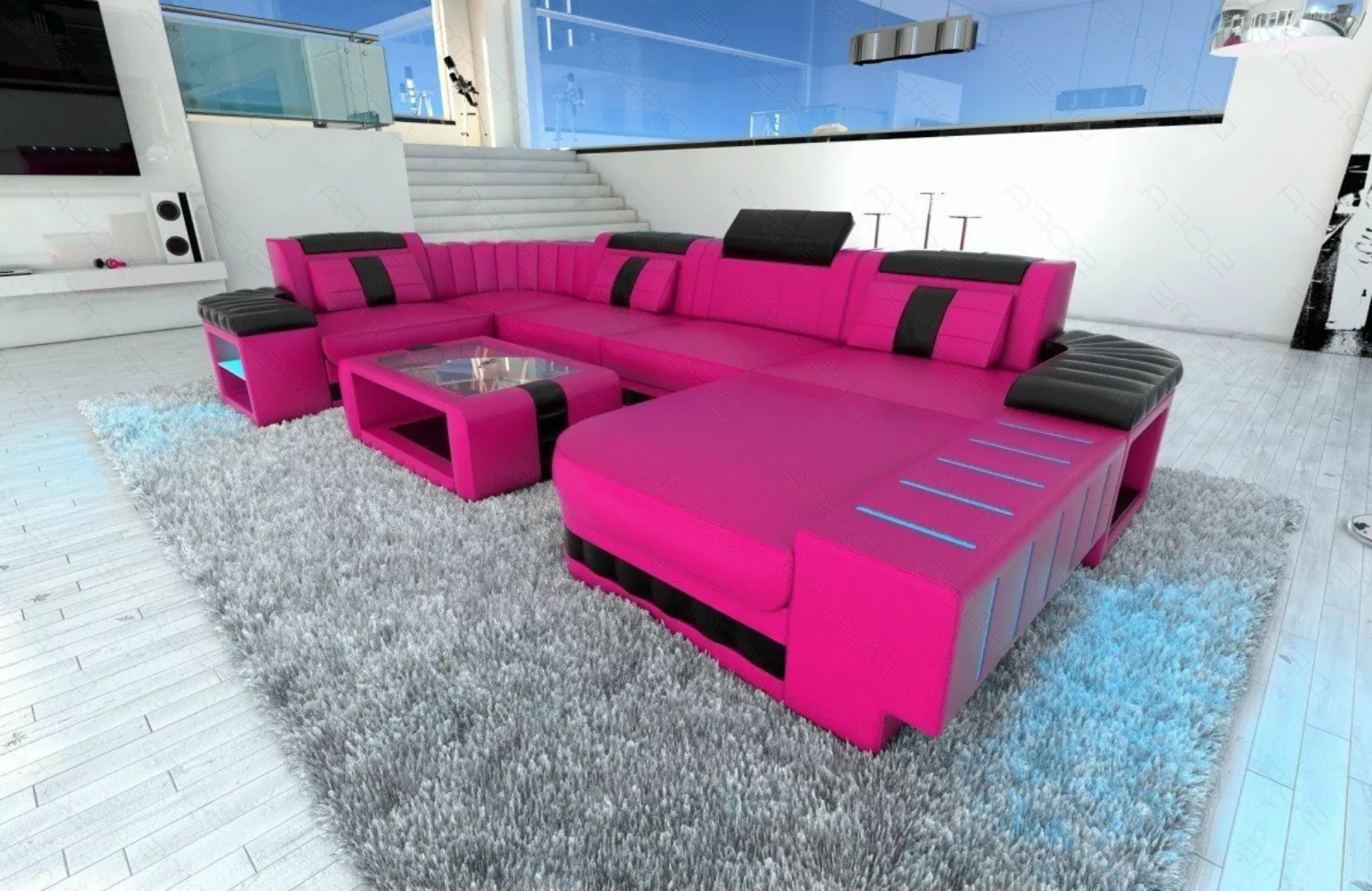 Sofa Dreams Wohnlandschaft Ledersofa Bellagio U Form Mini, Designersofa, So günstig online kaufen