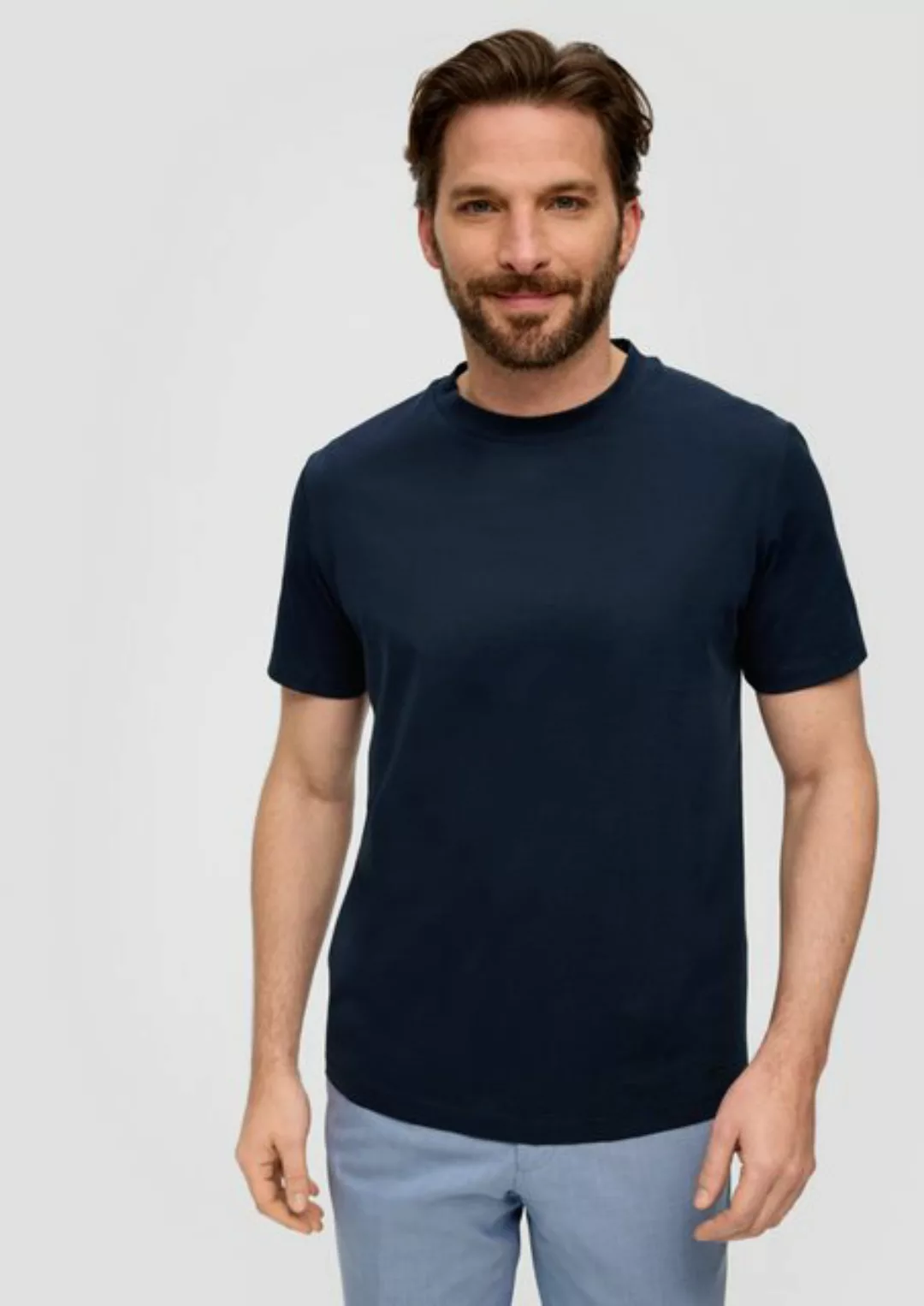 s.Oliver BLACK LABEL Kurzarmshirt Jerseyshirt aus merzerisierter Baumwolle günstig online kaufen