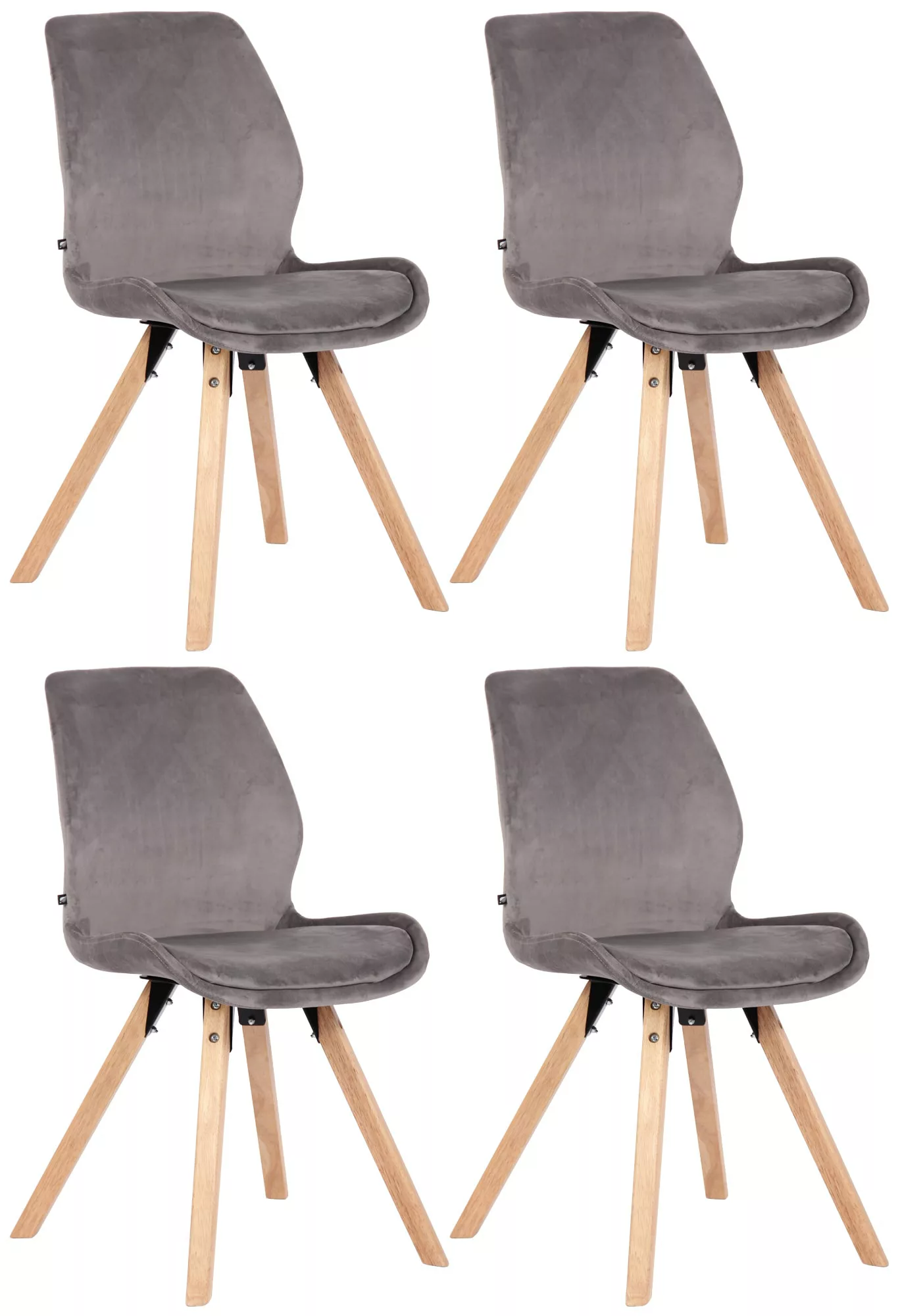 4er Set Stuhl Luna Samt Grau günstig online kaufen