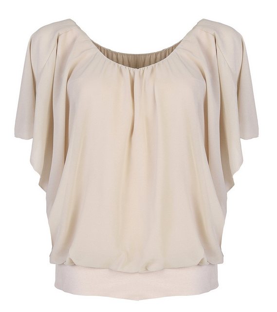 CLEO STYLE Chiffonbluse Damen Bluse 661 42-46 Beige günstig online kaufen