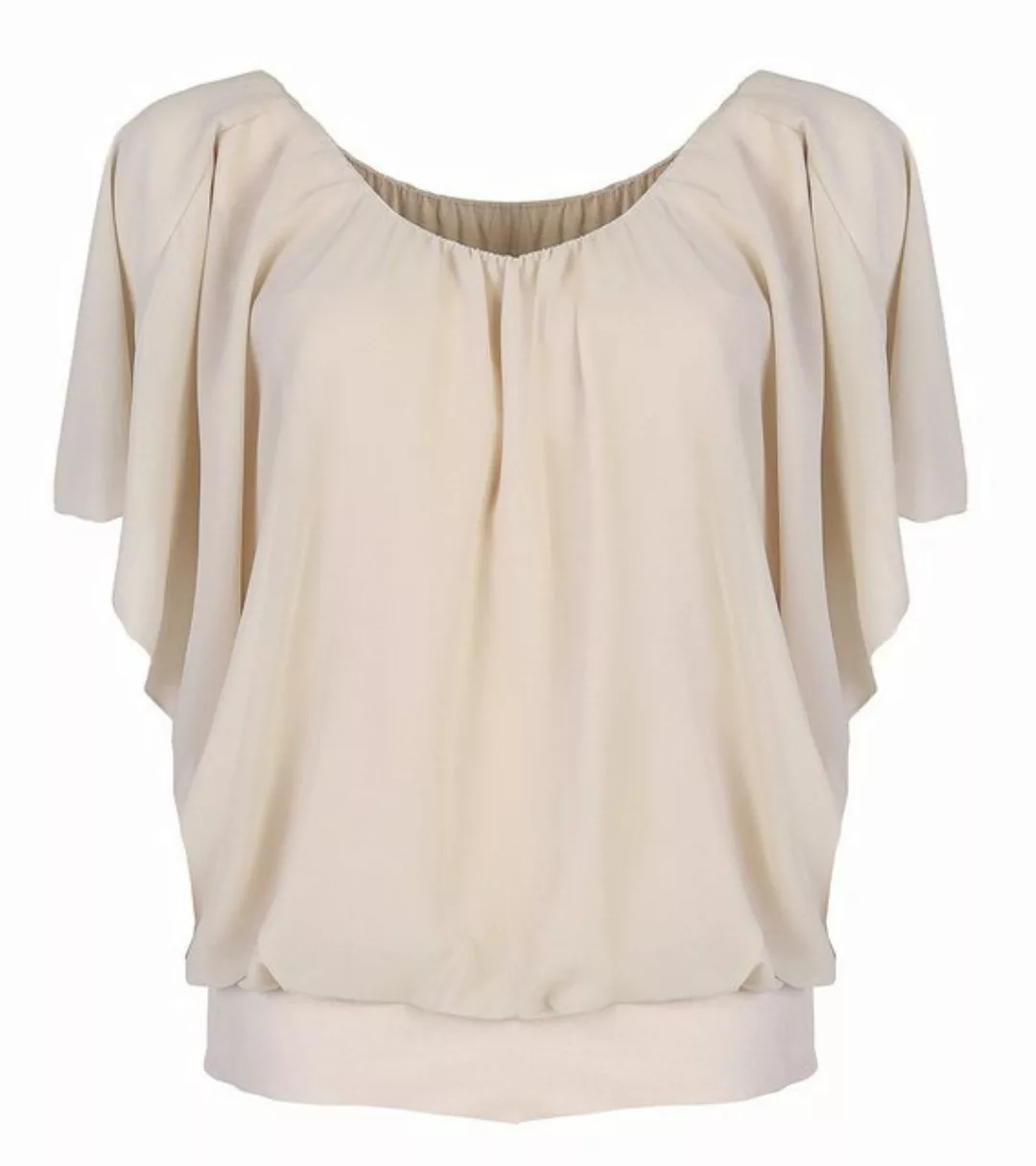 CLEO STYLE Chiffonbluse Damen Bluse 661 36-40 Beige günstig online kaufen