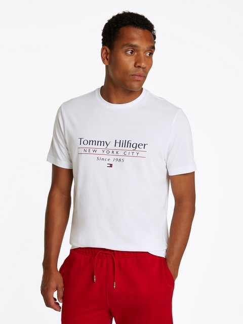 Tommy Hilfiger T-Shirt "HILFIGER CENTER STACK TEE", mit großem Schriftprint günstig online kaufen