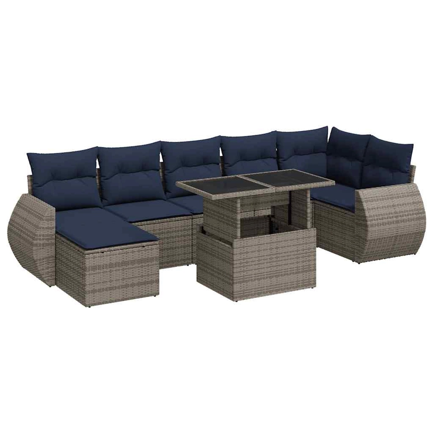 vidaXL 8-Tlg Garten-Sofagarnitur mit Kissen Grau Poly Rattan Akazie 3326682 günstig online kaufen