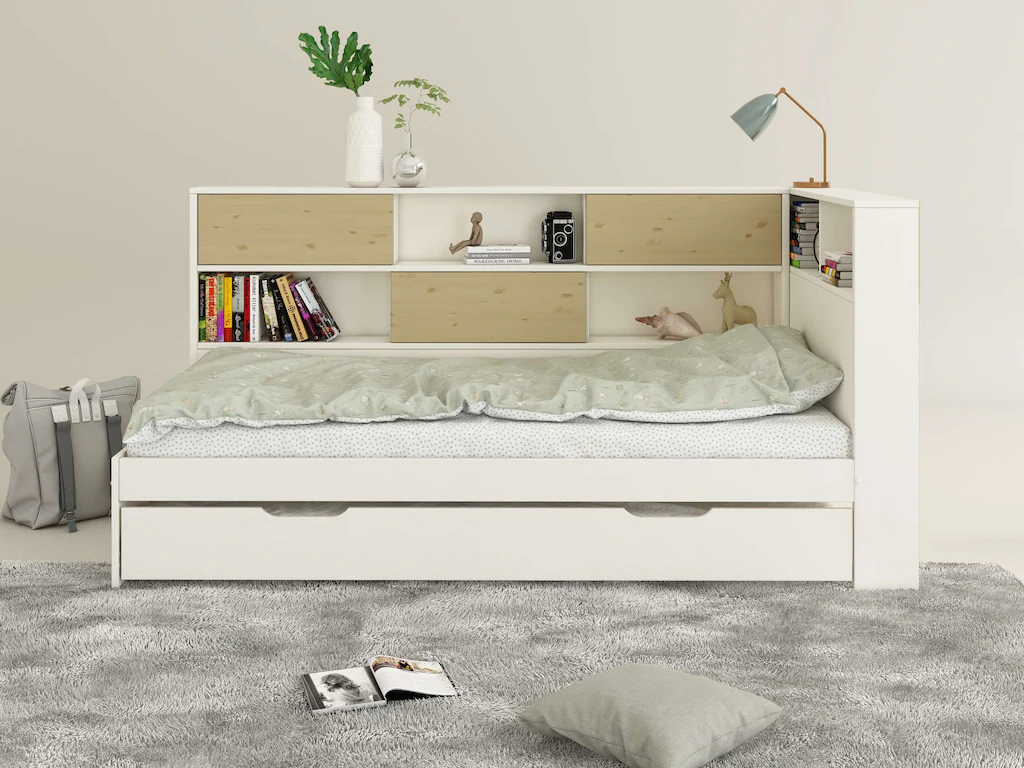 Home affaire Stauraumbett "Amance", (Außenmaße B/T/H: 110,2/220,1/106,9 cm) günstig online kaufen