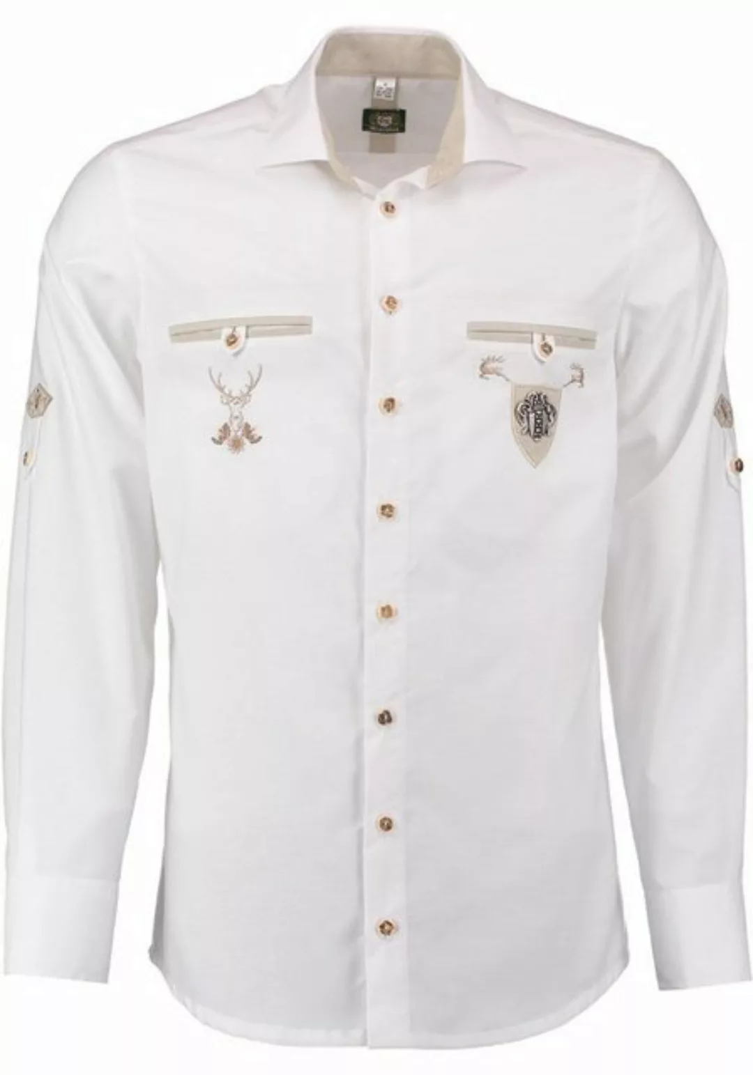 OS-Trachten Trachtenhemd Upojo Langarmhemd mit Stickerei und Zierteil auf d günstig online kaufen