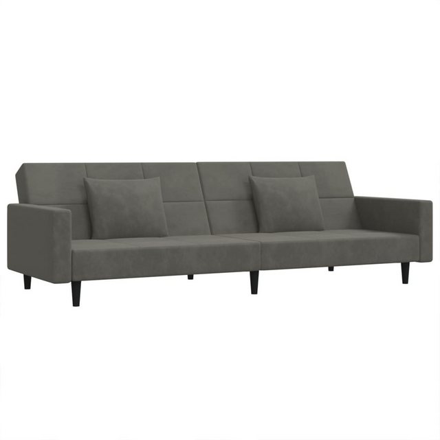 vidaXL Schlafsofa, Sofa 2-Sitzer mit 2 Kissen Dunkelgrau Samt günstig online kaufen