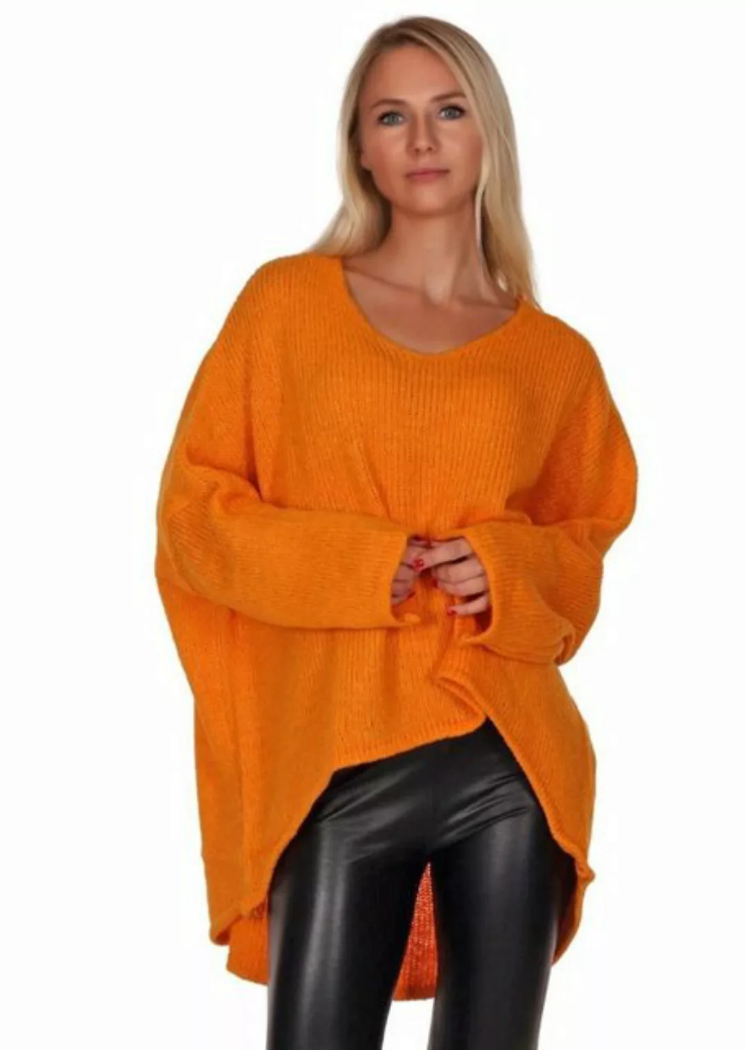 Charis Moda Strickpullover V-​Ausschnitt im Oversized Look vorne kurz hinte günstig online kaufen