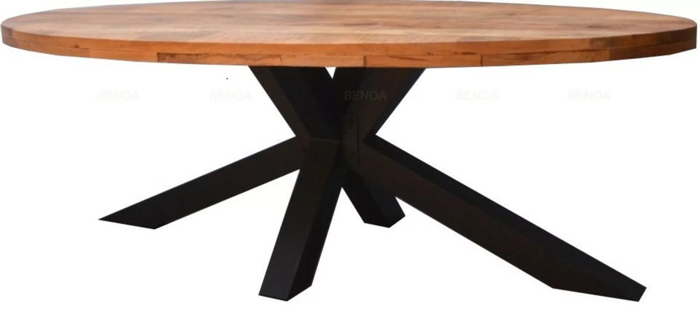 Esstisch Elipse Tisch Küchentisch Metall Massiv Mangoholz Industrial Loft günstig online kaufen