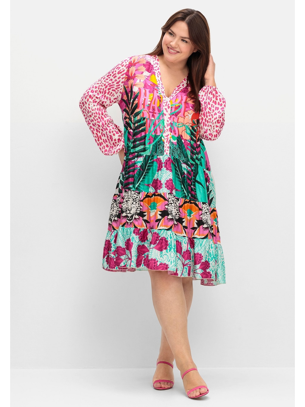 Sheego Sommerkleid "Große Größen", aus Viskose-Satin, im Stufenschnitt günstig online kaufen