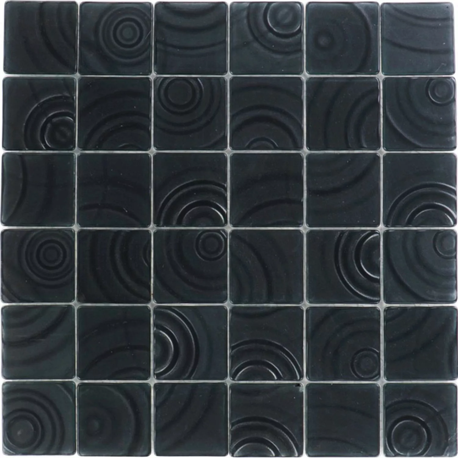 Glasmosaikmatte Curve Black 30 cm x 30 cm günstig online kaufen
