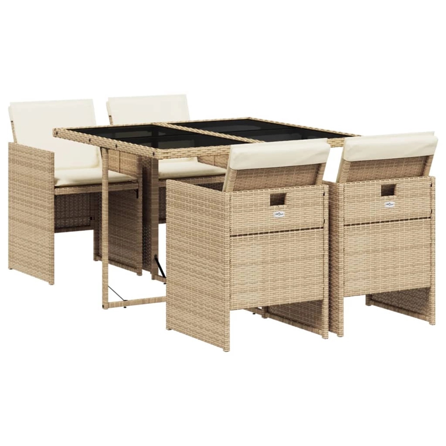 vidaXL 5-Tlg Garten-Essgruppe mit Kissen Beige Poly Rattan 3277665 günstig online kaufen