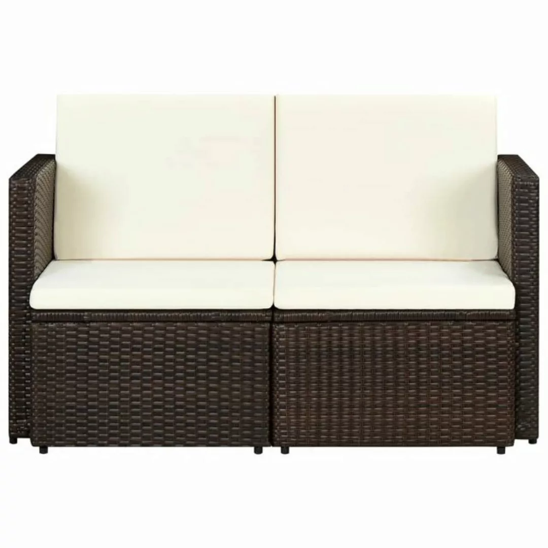 2-sitzer-gartensofa Mit Auflagen Braun Poly Rattan günstig online kaufen