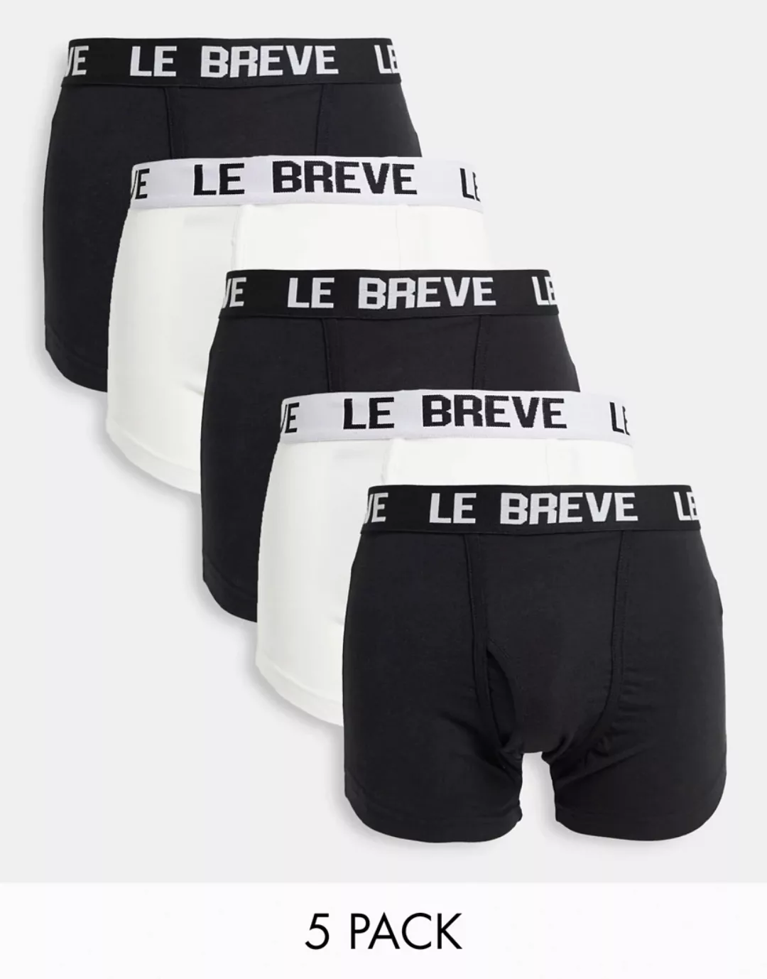 Le Breve – Unterhosen in Schwarz und Weiß im 5er-Pack günstig online kaufen