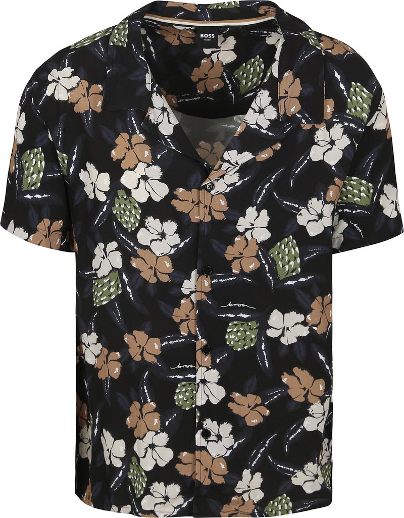 BOSS Strandhemd Blume Schwarz - Größe L günstig online kaufen
