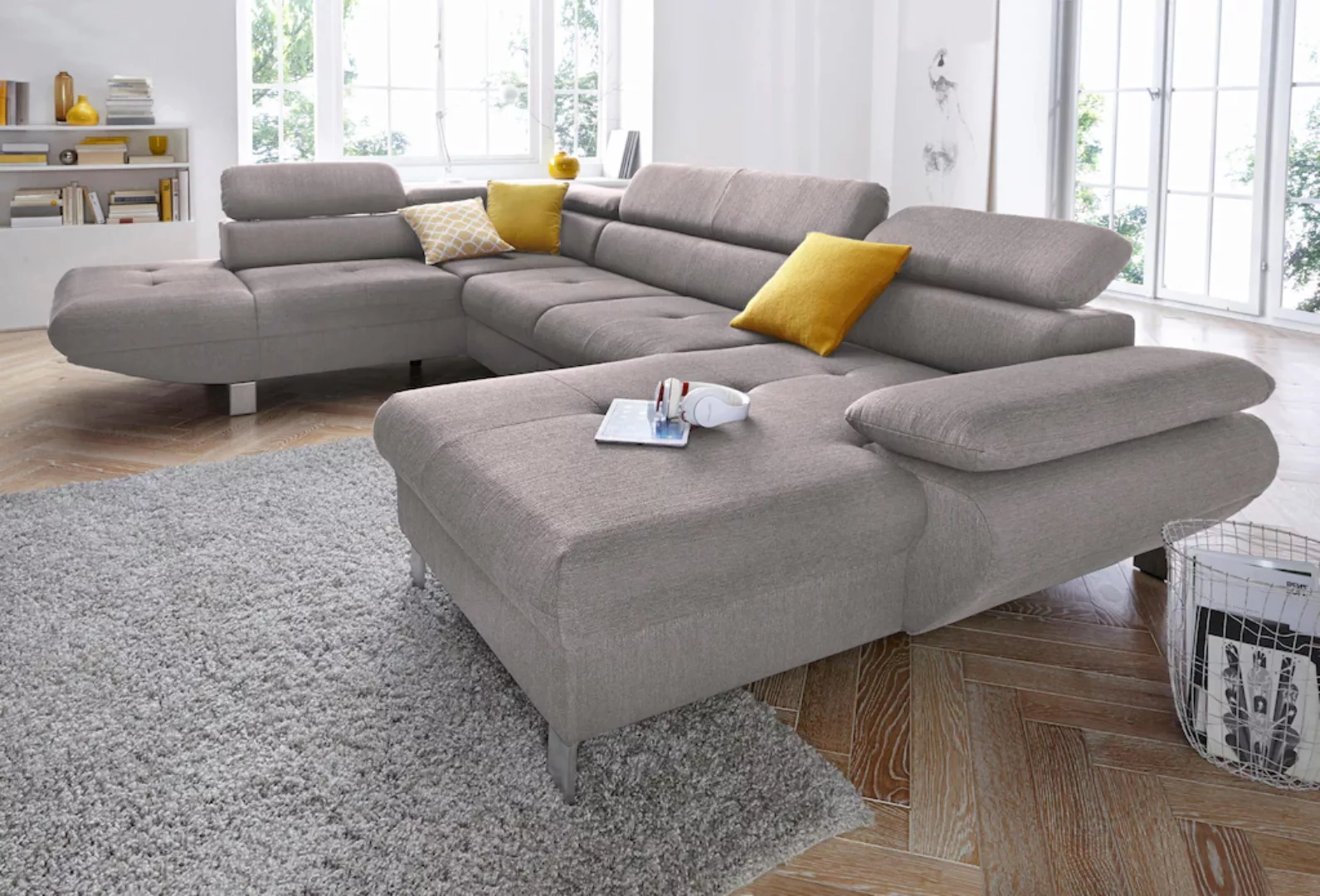 exxpo - sofa fashion Wohnlandschaft "Vinci, U-Form", wahlweise mit Bettfunk günstig online kaufen