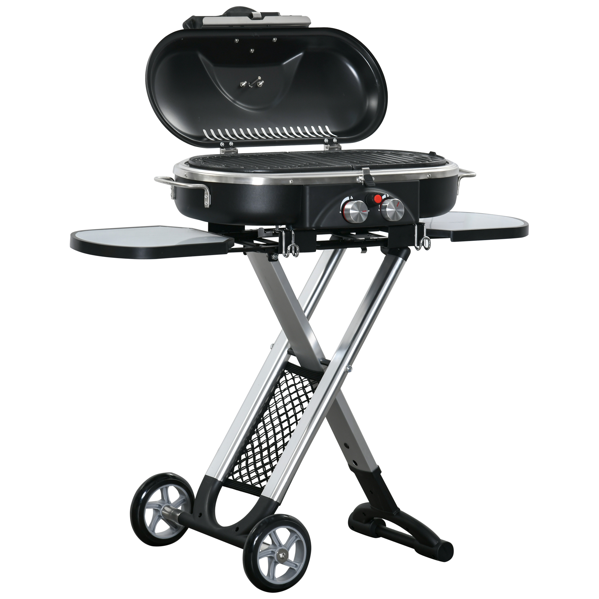 Outsunny Gasgrill BBQ Grillwagen klappbar mit 2 Brennern und Grillnetz, Ede günstig online kaufen