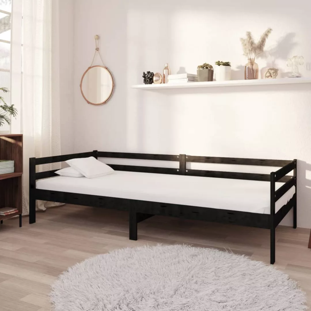 vidaXL Bettgestell Tagesbett Gästebett mit Matratze 90x200 cm Schwarz Massi günstig online kaufen