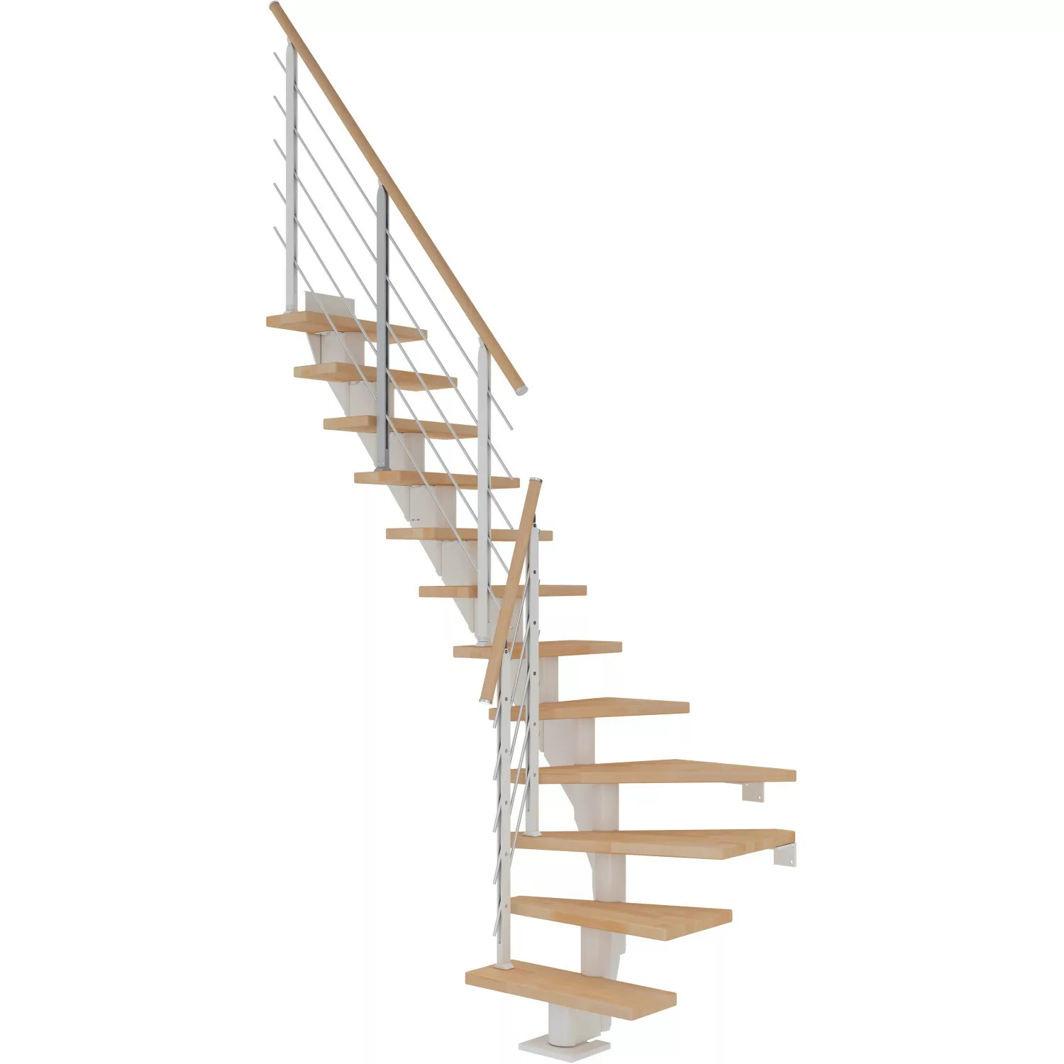 Dolle Mittelholmtreppe Frankfurt Buche Weiß GH b. 258cm 1/4 Gewendelt 75cm günstig online kaufen