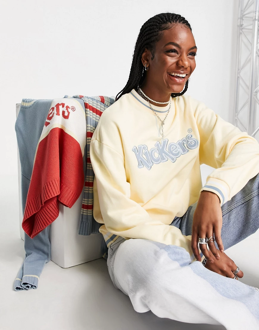 Kickers – Locker geschnittenes Sweatshirt mit Stickerei und Borten mit Vint günstig online kaufen