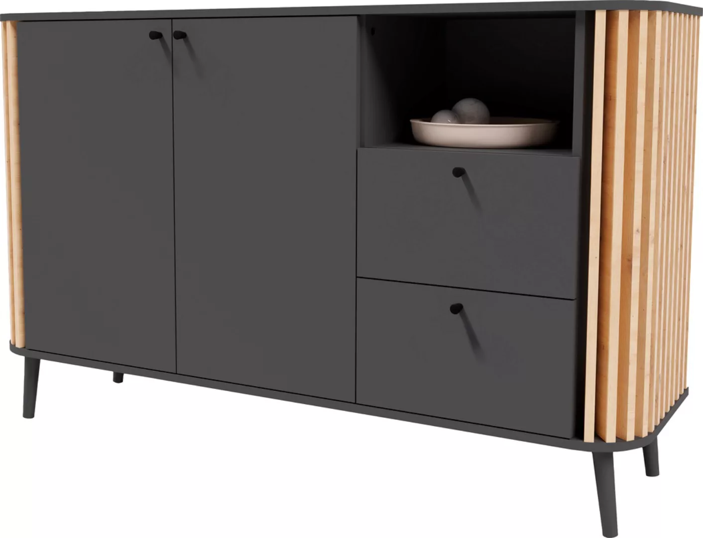 INOSIGN Sideboard "Stavanger, Breite 138cm, Paneel-Stäbchen-Optik, 2 Schubk günstig online kaufen