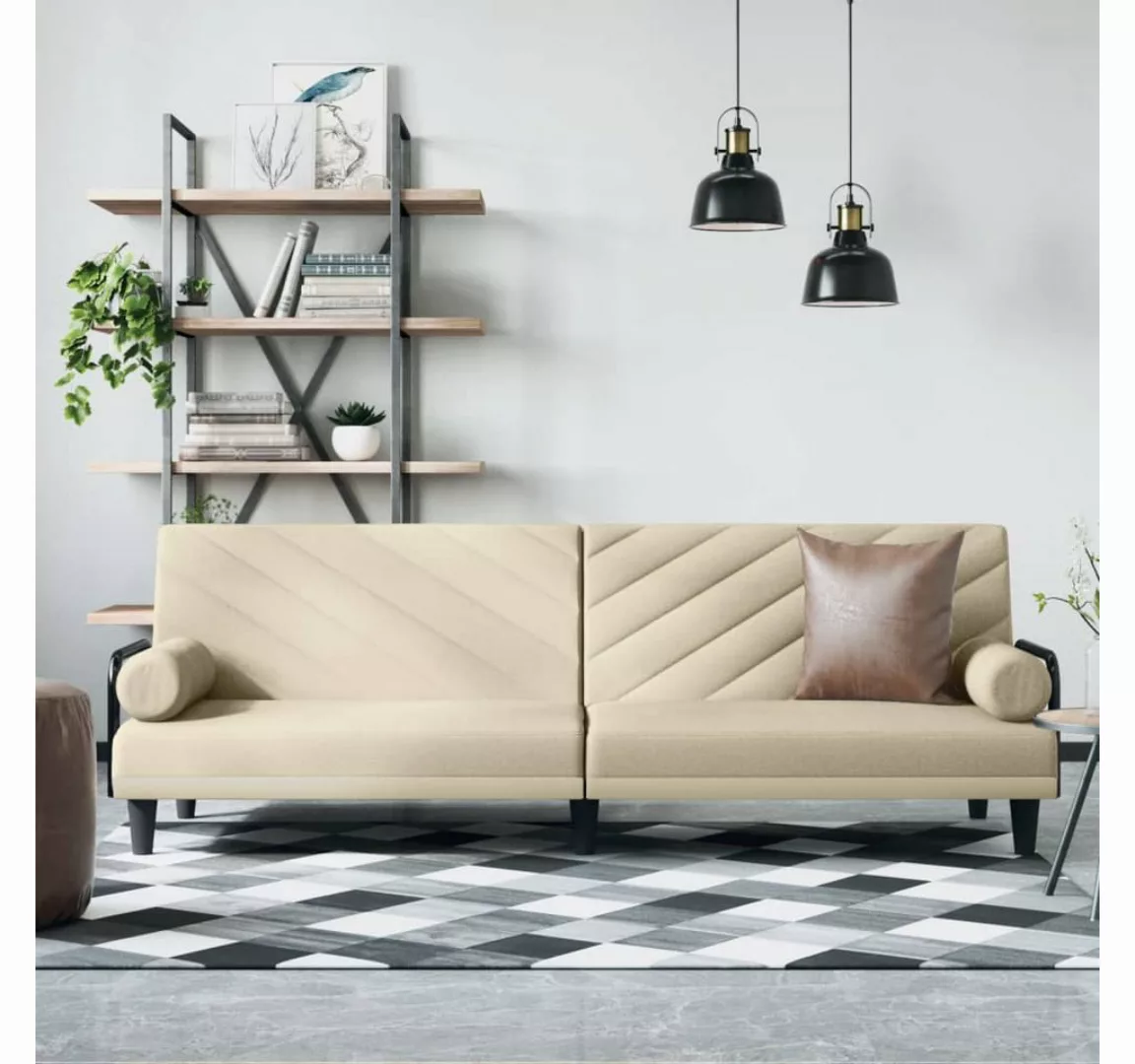 vidaXL Sofa Schlafcouch Schlafsofa mit Armlehnen Creme Stoff günstig online kaufen