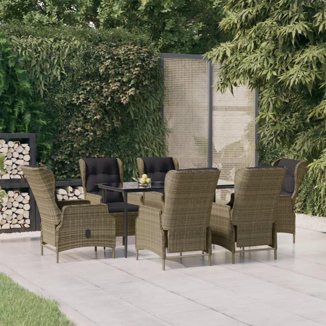 Vidaxl 7-tlg. Garten-essgruppe Braun Poly Rattan günstig online kaufen