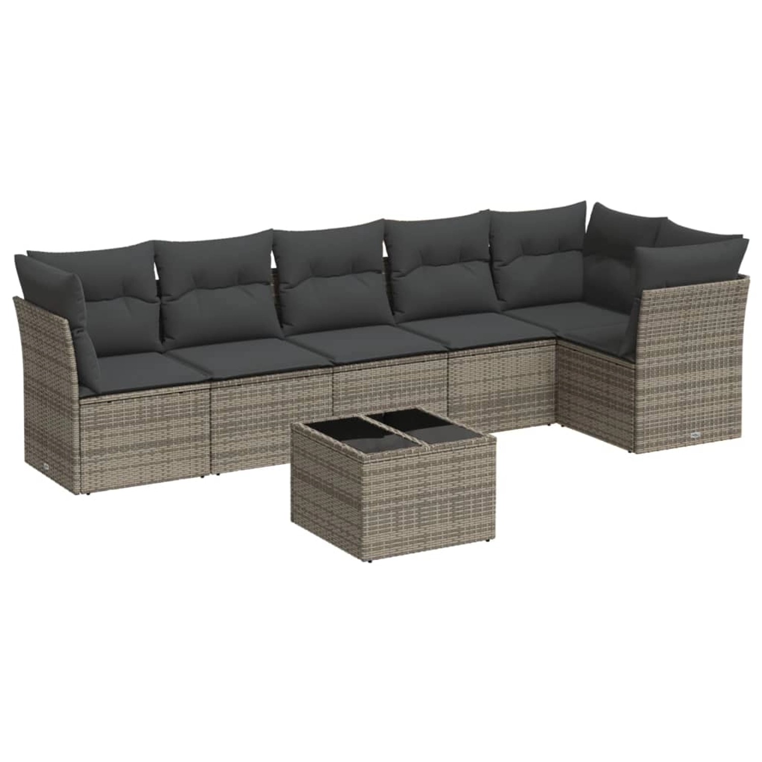 vidaXL 7-Tlg Garten-Sofagarnitur mit Kissen Grau Poly Rattan 3217670 günstig online kaufen