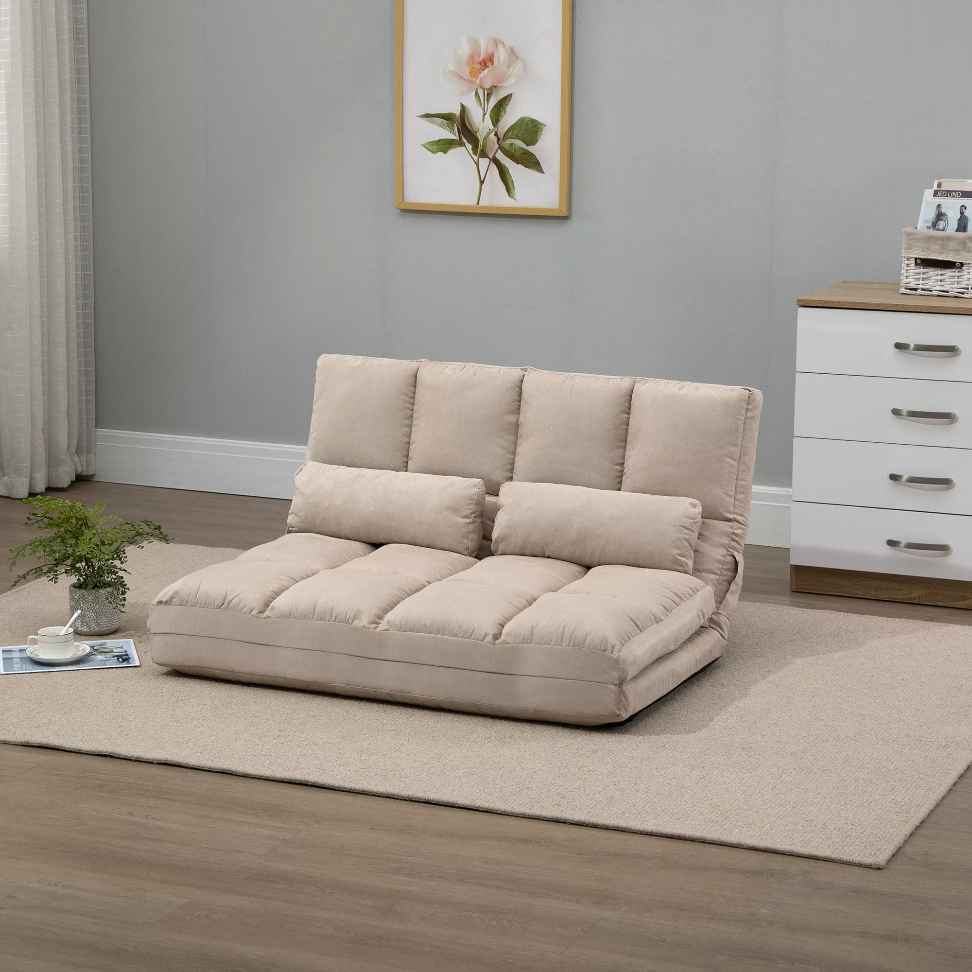 HOMCOM Bodenstuhl 2-in-1 Bodensessel Bett mit Rückenlehne 3 Positionen Vers günstig online kaufen