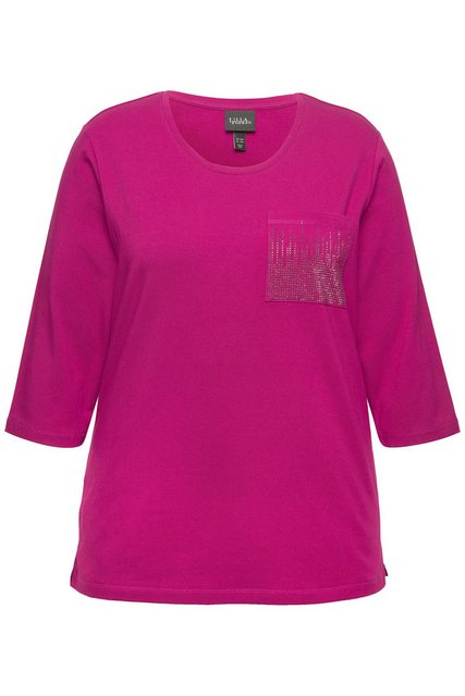 Ulla Popken Rundhalsshirt Shirt Zierstein-Brusttasche Rundhals 3/4-Arm günstig online kaufen