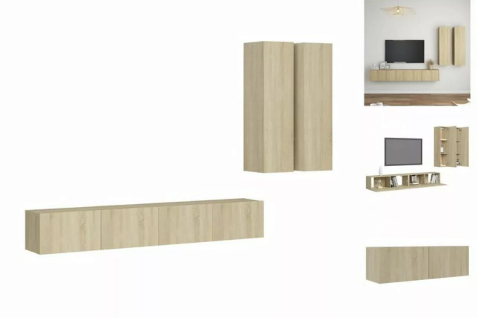 vidaXL TV-Schrank 4tlg TV Schrank Set Hängeschrank Wohnwand Fernsehschrank günstig online kaufen